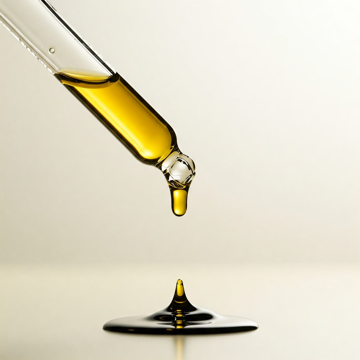 Dropper releasing a drop of Tidy Beauty organic Korean body oil